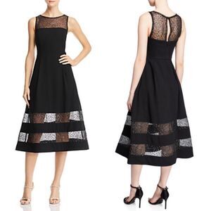 NWT AIDAN MATTOX Bateau-neck Black A-line Dress 0